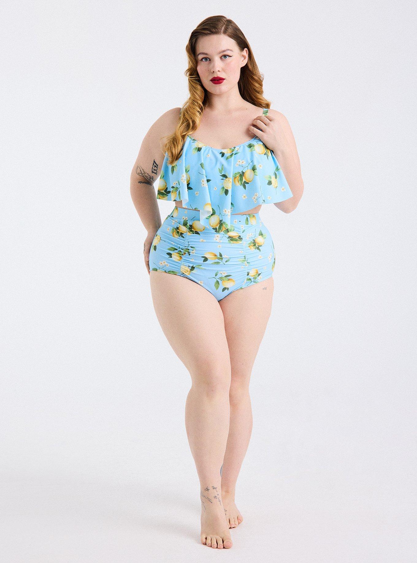 Wireless Flounce Bikini Top, COLLEEN LEMONS LIGHT BLUE, alternate