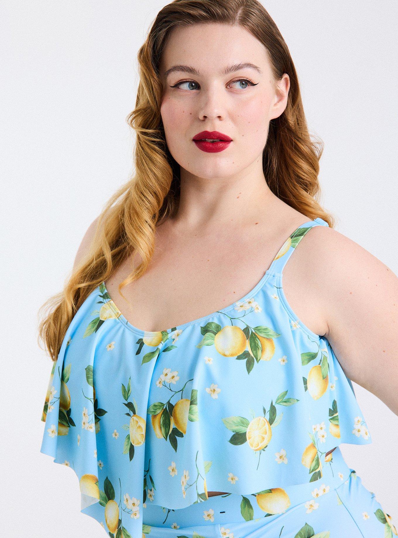 Wireless Flounce Bikini Top, COLLEEN LEMONS LIGHT BLUE, alternate