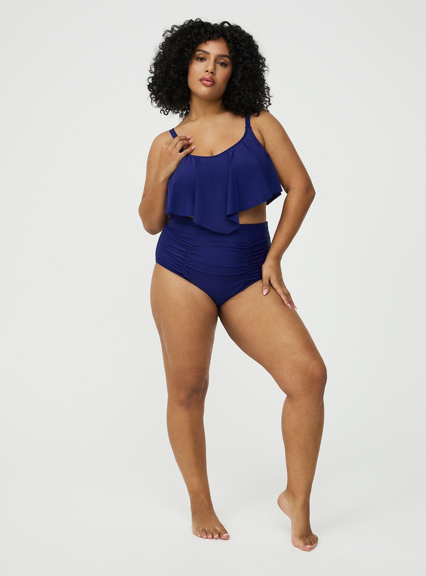 Wireless Flounce Bikini Top, INDIGO GO SWIM, alternate