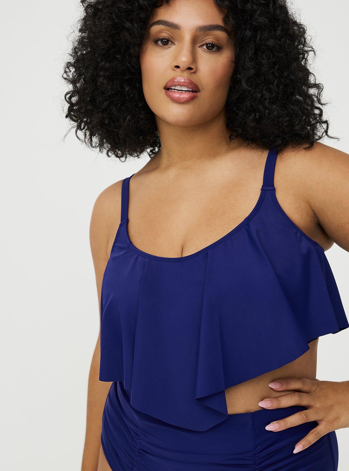 Wireless Flounce Bikini Top, INDIGO GO SWIM, alternate