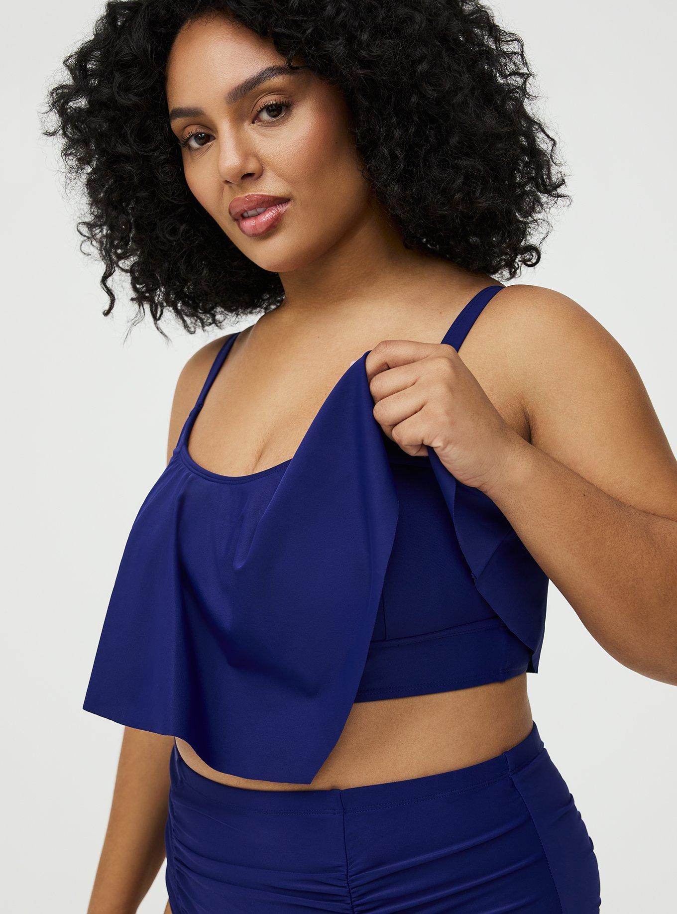 Wireless Flounce Bikini Top, INDIGO GO SWIM, alternate