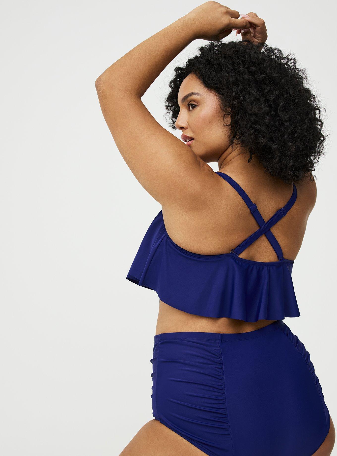 Wireless Flounce Bikini Top, INDIGO GO SWIM, alternate