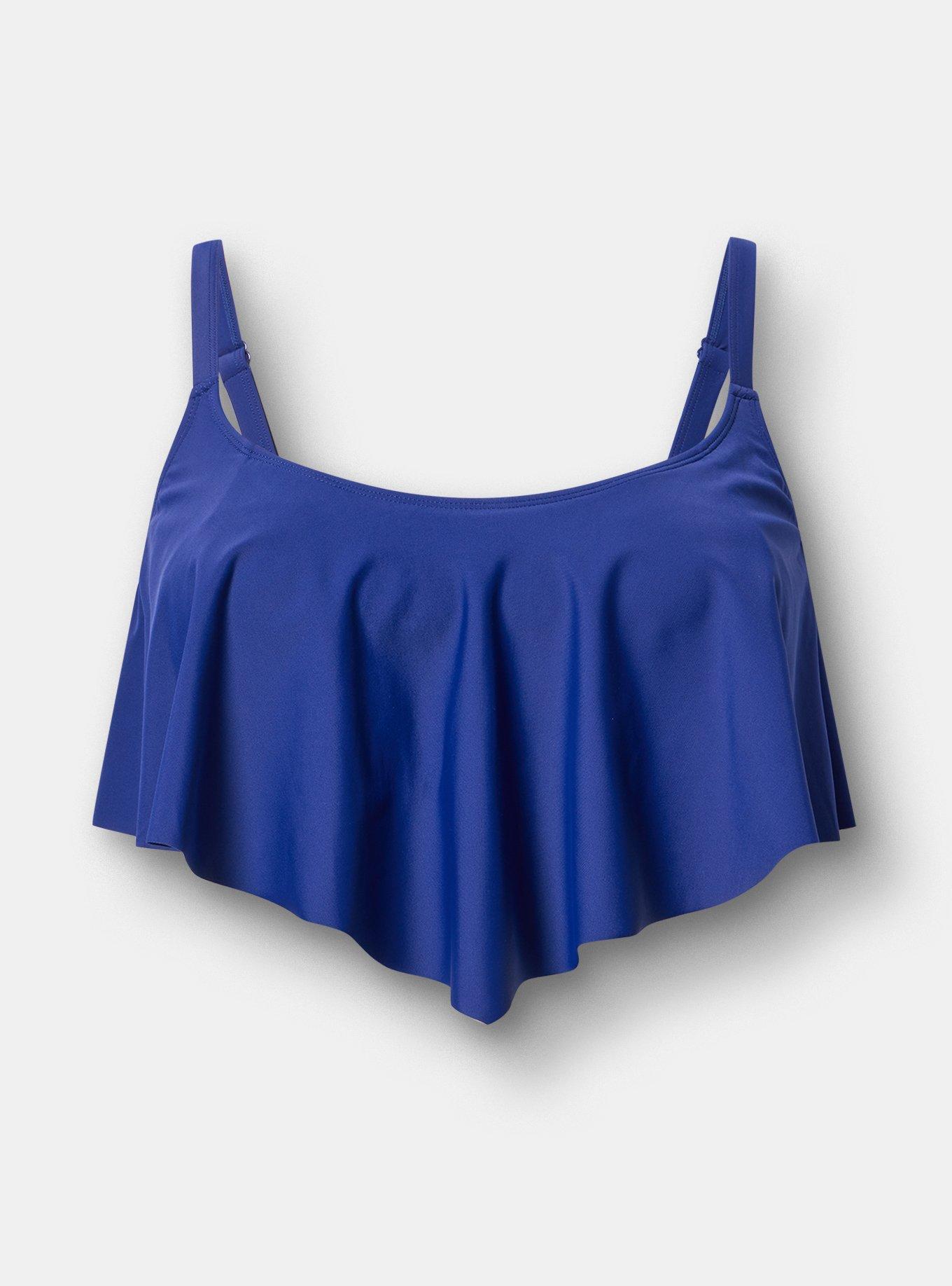 Wireless Flounce Bikini Top, INDIGO GO SWIM, hi-res