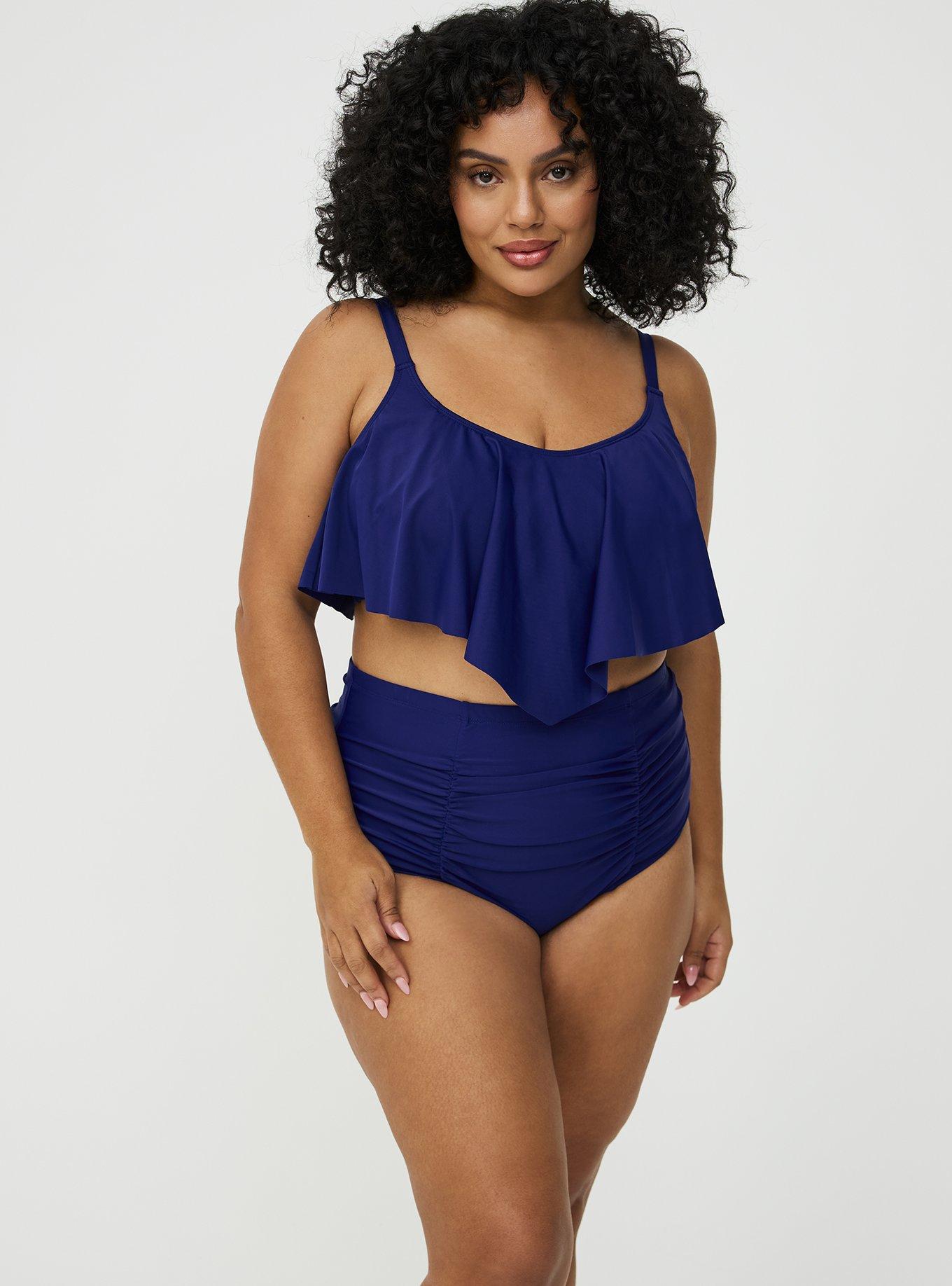 Wireless Flounce Bikini Top, INDIGO GO SWIM, hi-res