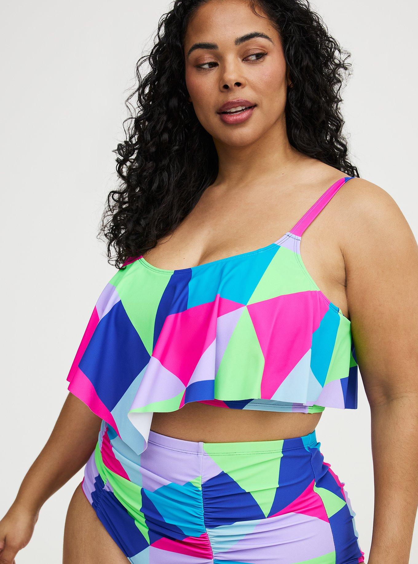 Wireless Flounce Bikini Top, CHILL OUT GEO MULTI, alternate