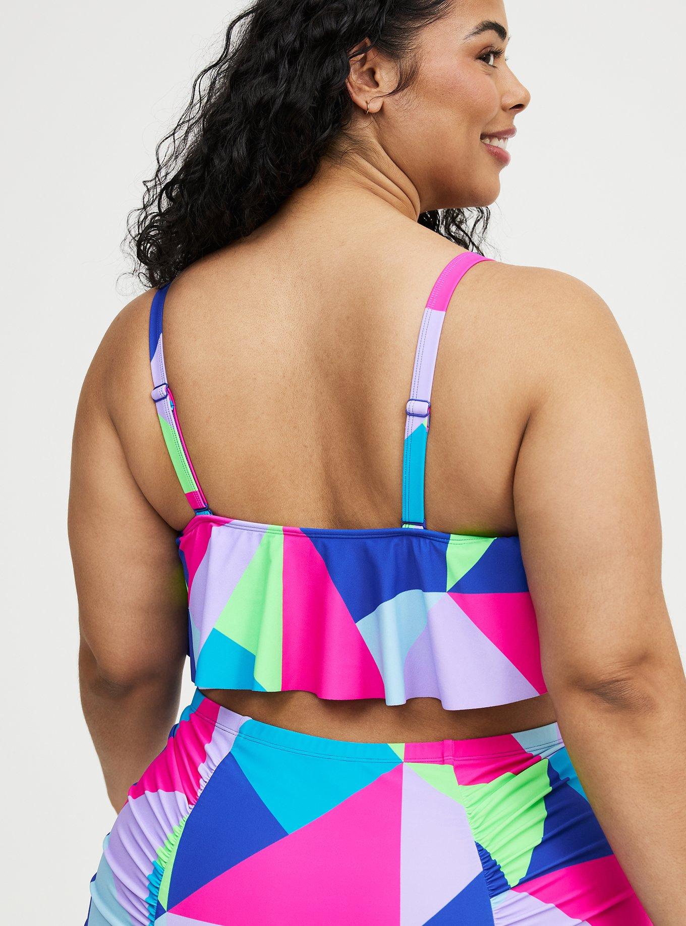 Wireless Flounce Bikini Top, CHILL OUT GEO MULTI, alternate