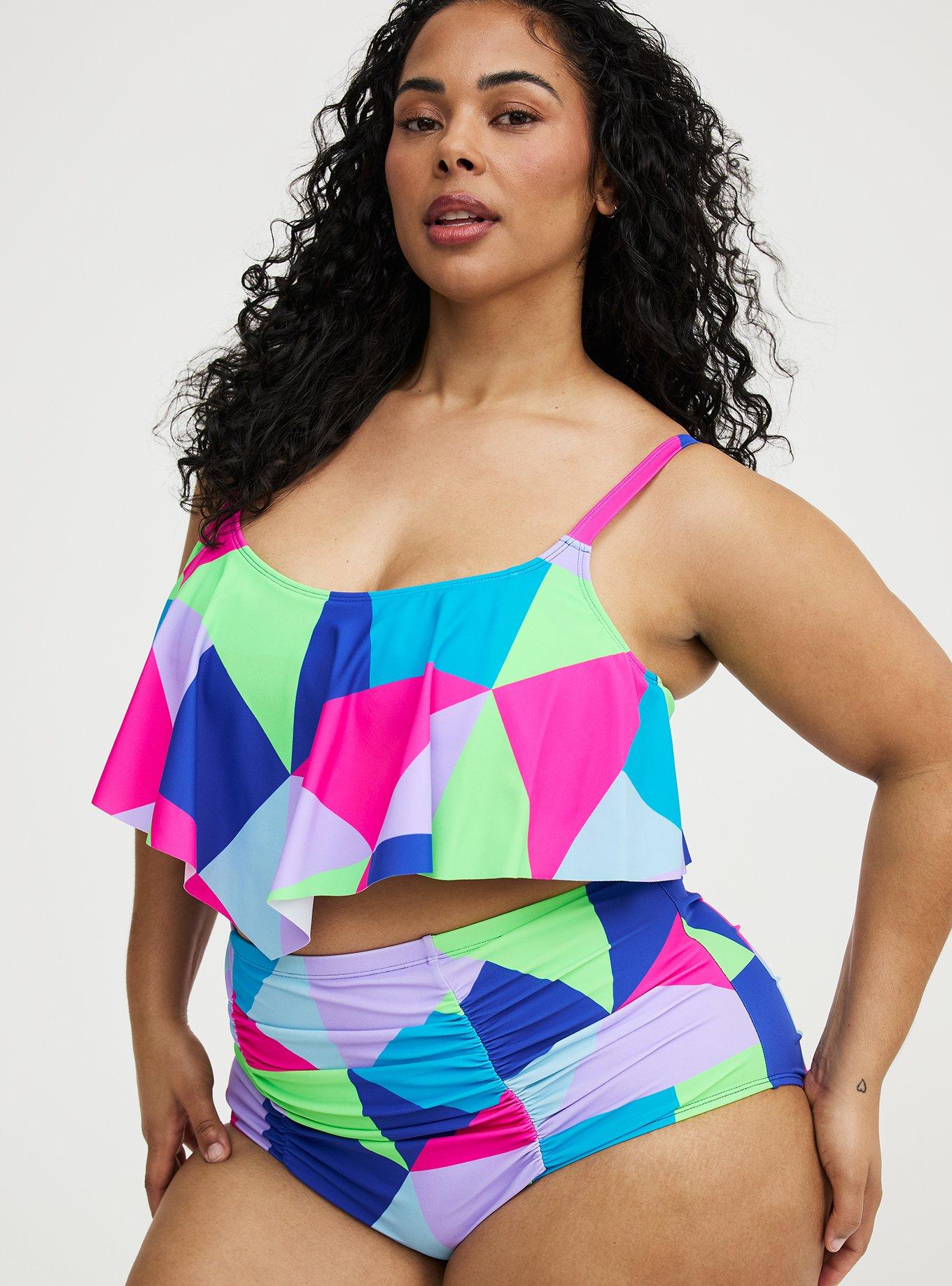 Wireless Flounce Bikini Top, CHILL OUT GEO MULTI, alternate