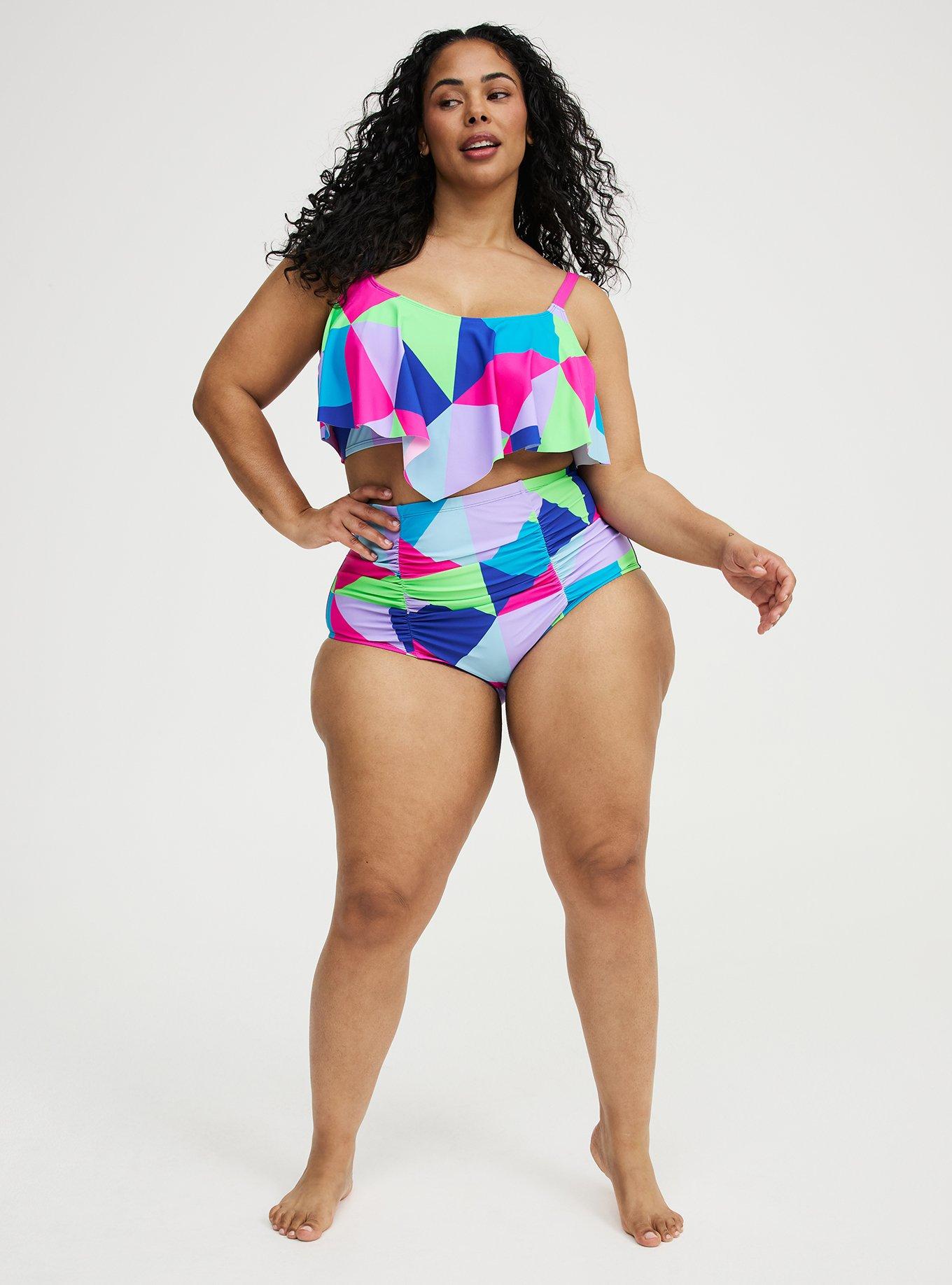 Wireless Flounce Bikini Top, CHILL OUT GEO MULTI, alternate