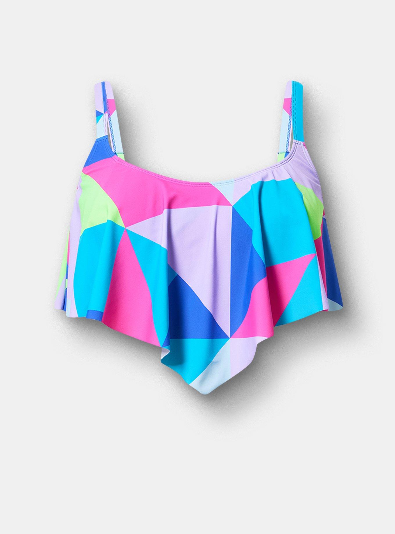 Wireless Flounce Bikini Top, CHILL OUT GEO MULTI, hi-res