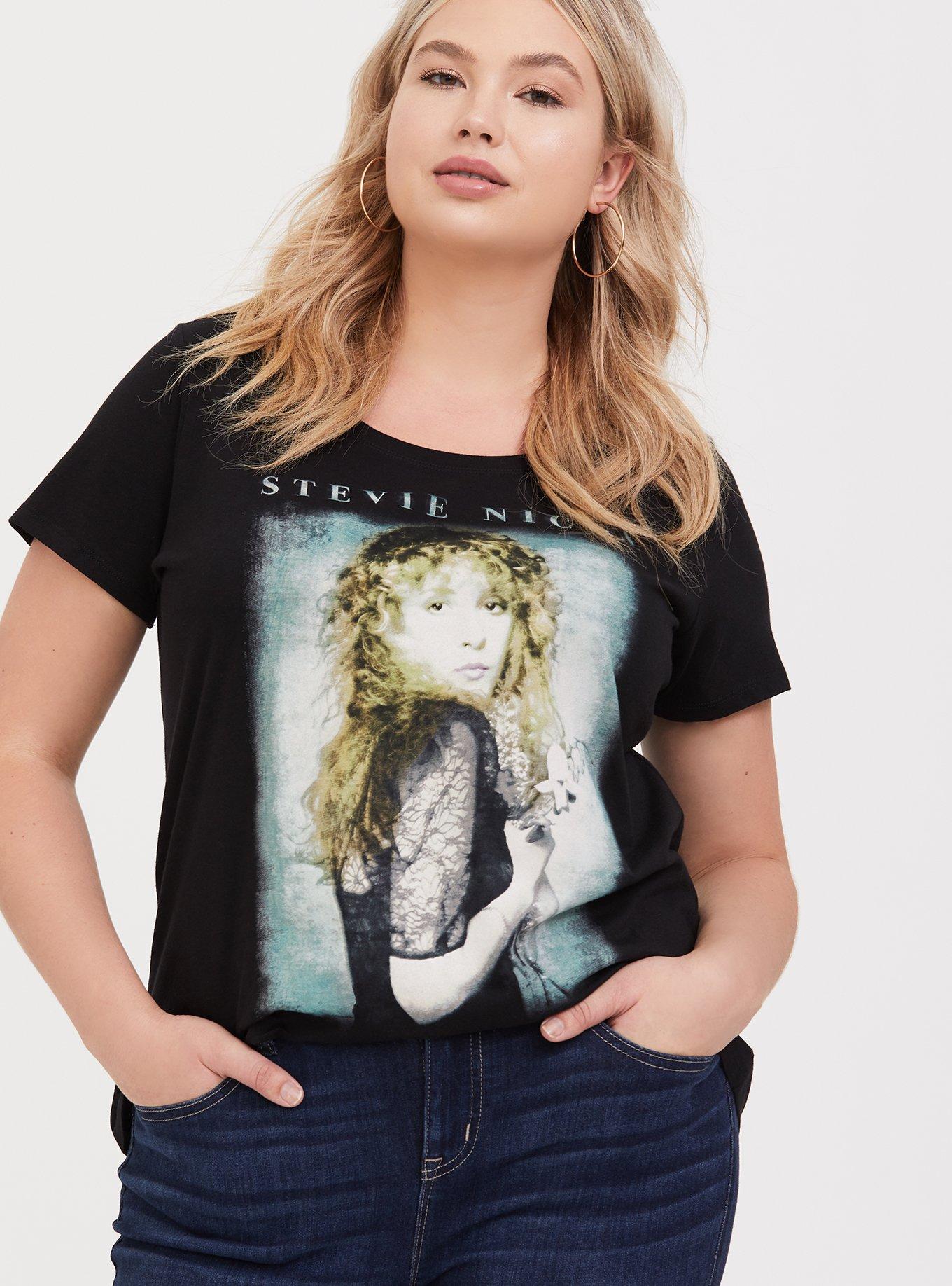 Plus Size Stevie Nicks Black Slim Fit Crew Tee, DEEP BLACK, alternate