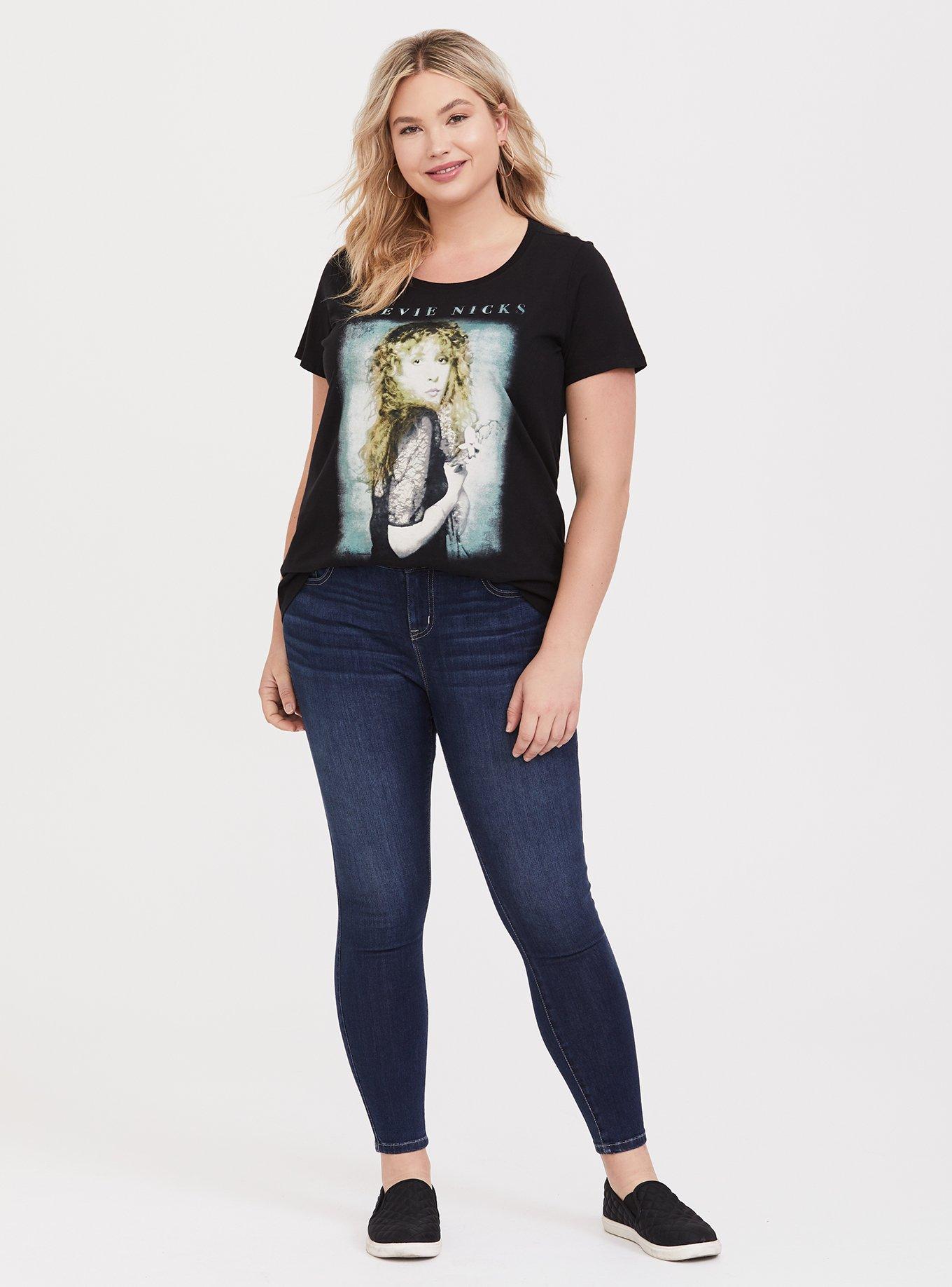 Plus Size Stevie Nicks Black Slim Fit Crew Tee, DEEP BLACK, alternate