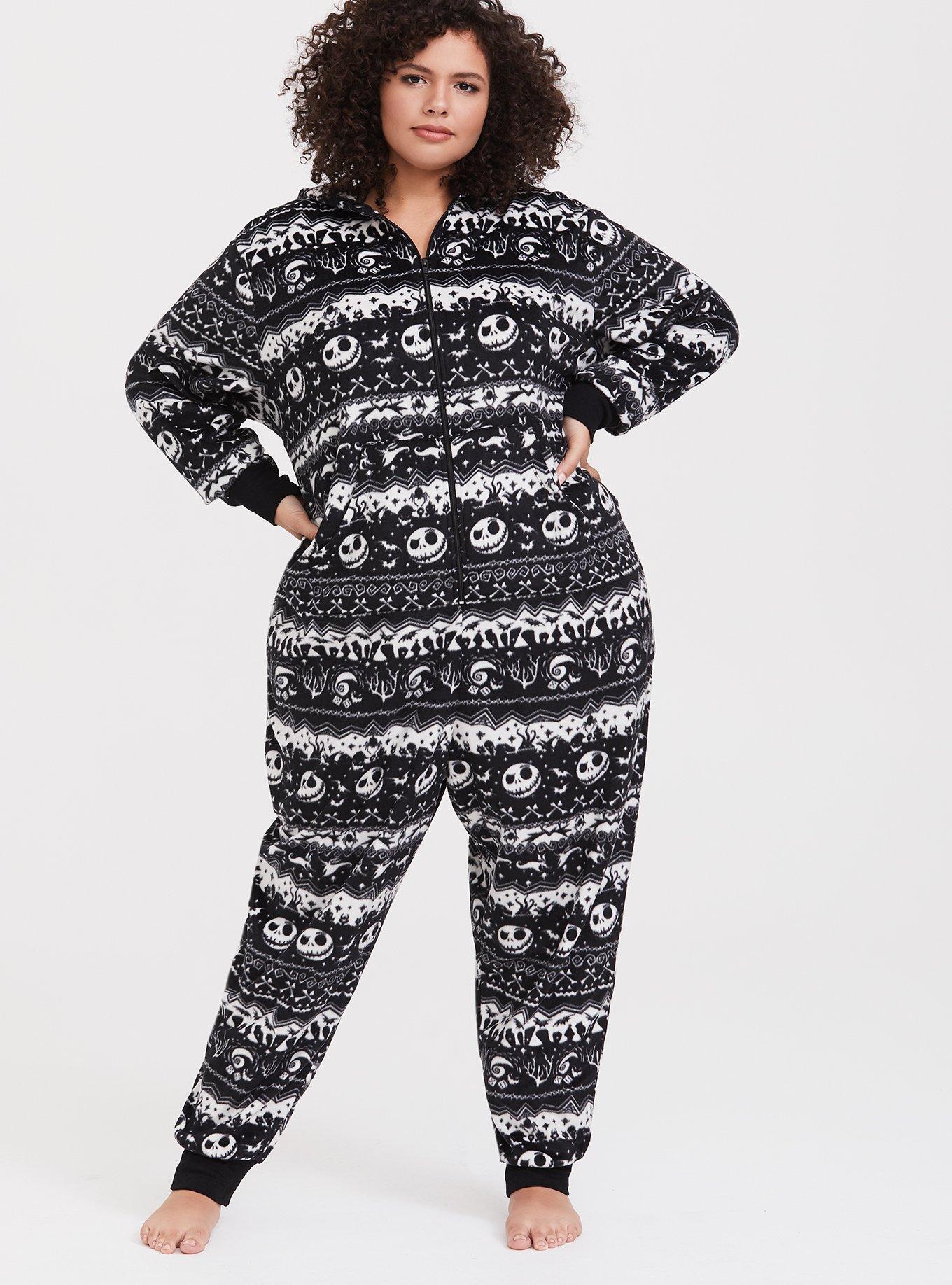 Plus Size - Disney The Nightmare Before Christmas Black Fair Isle Sleep  Onesie - Torrid