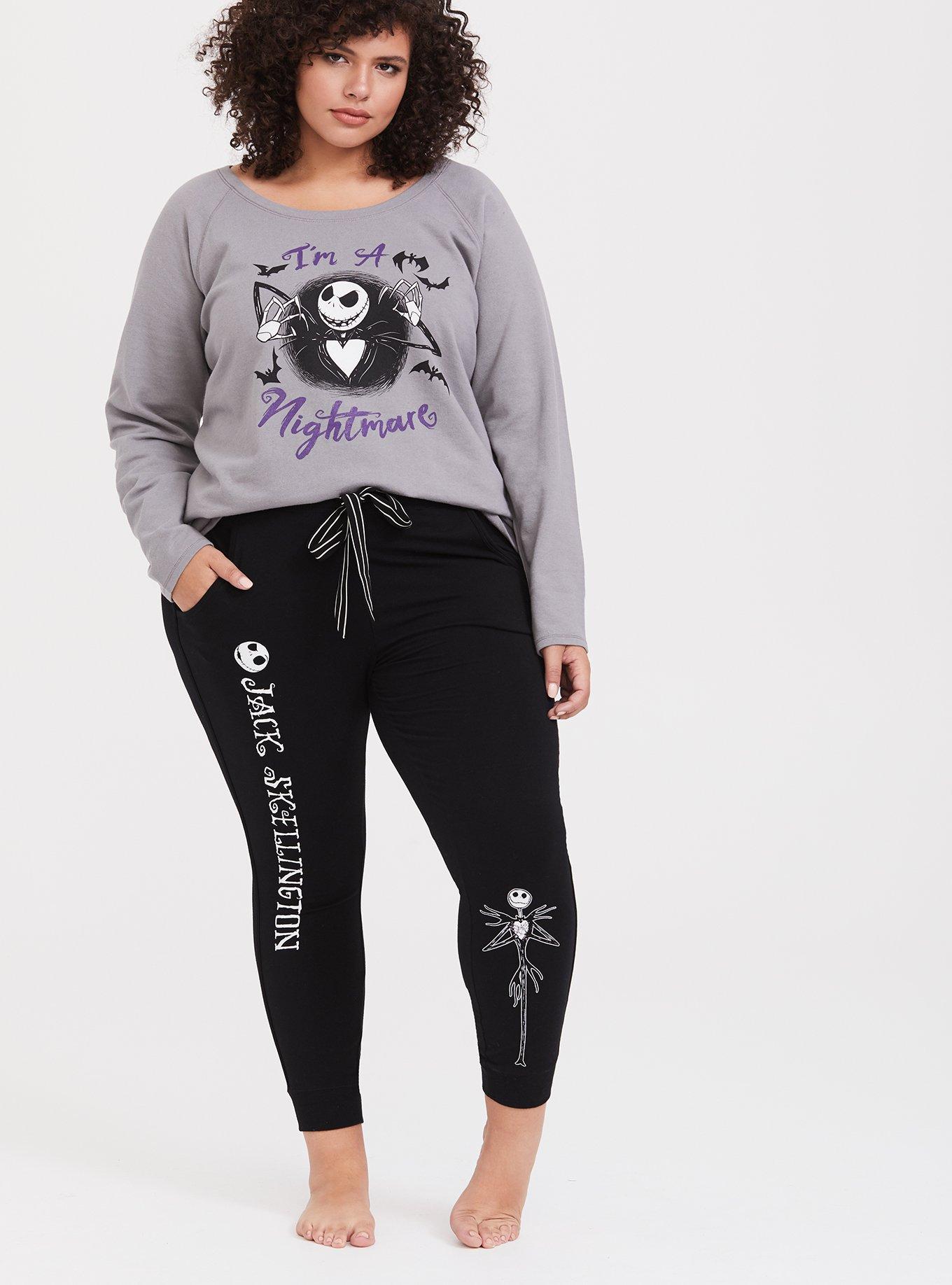 Plus Size - Disney Nightmare Before Christmas Jack Skellington Black Crop Sleep  Jogger - Torrid