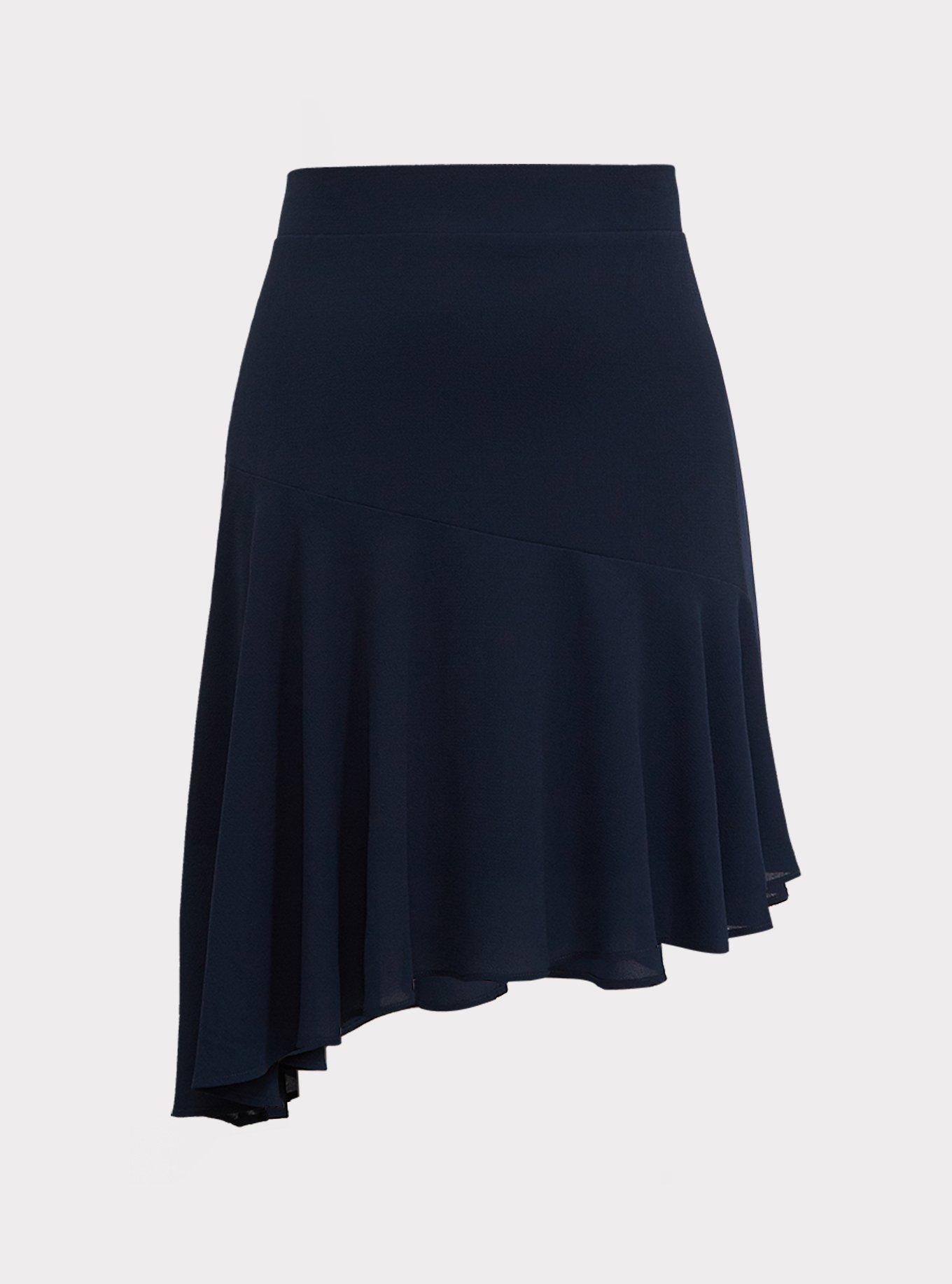 Plus Size - Navy Crepe Asymmetrical Skirt - Torrid