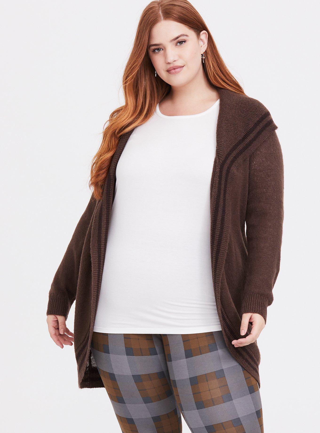 Outlander Chocolate Brown Shawl Collar Self Tie Cardigan, CHOCOLATE BROWN, alternate