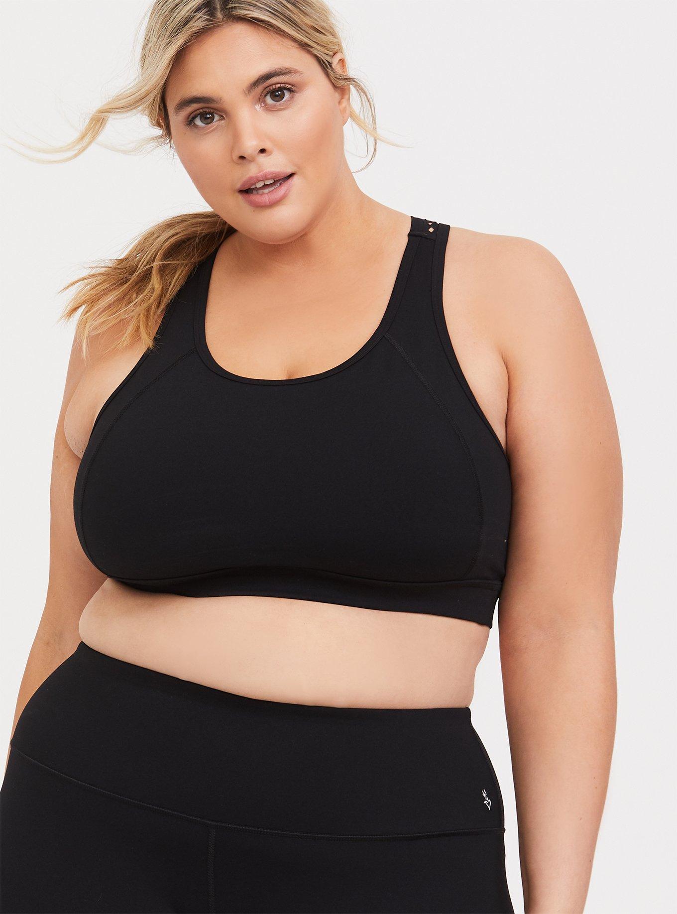 Black Laser Cut Wicking Sports Bra, , hi-res