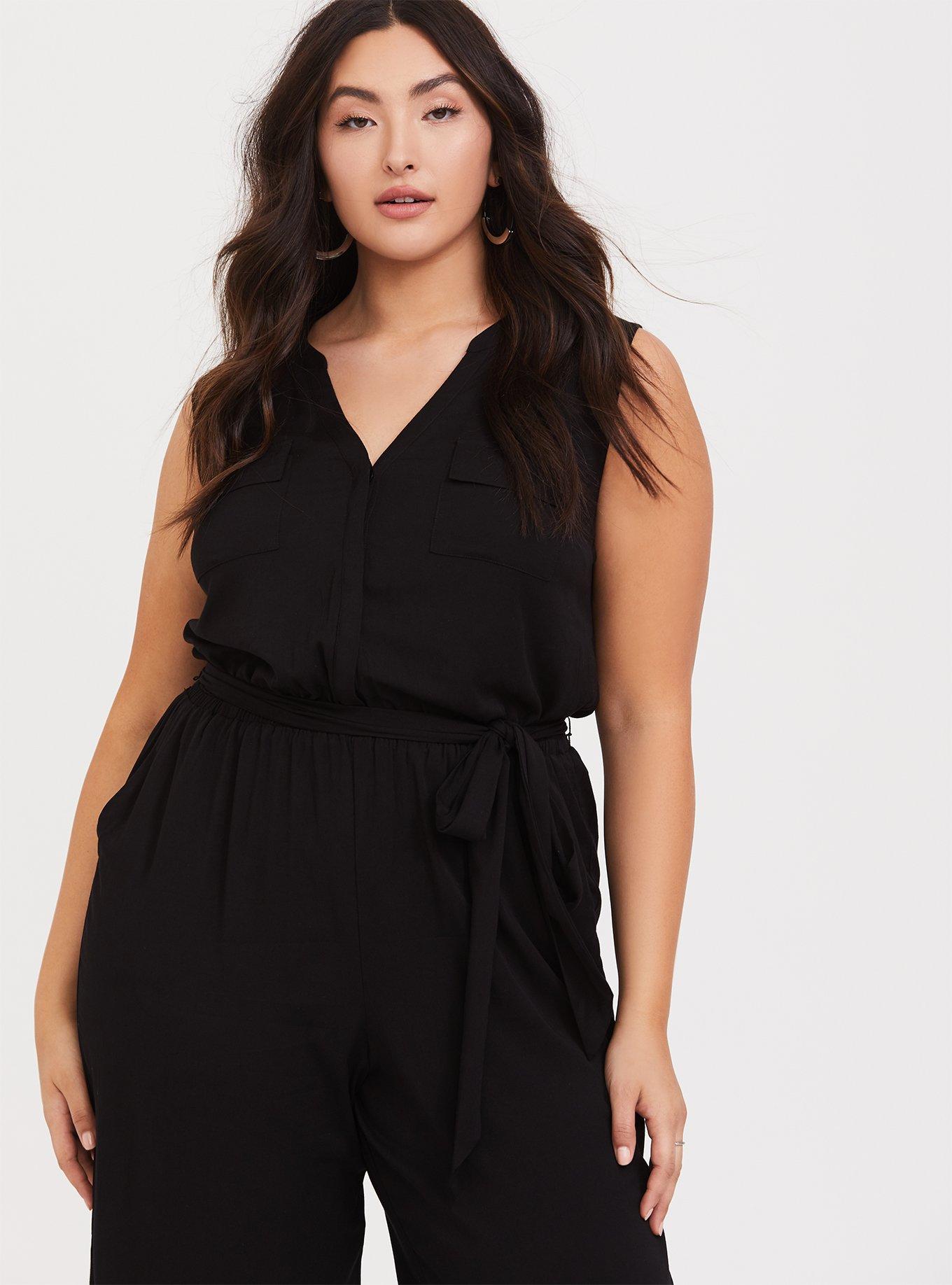 Plus Size - Harper - Black Challis Culotte Jumpsuit - Torrid