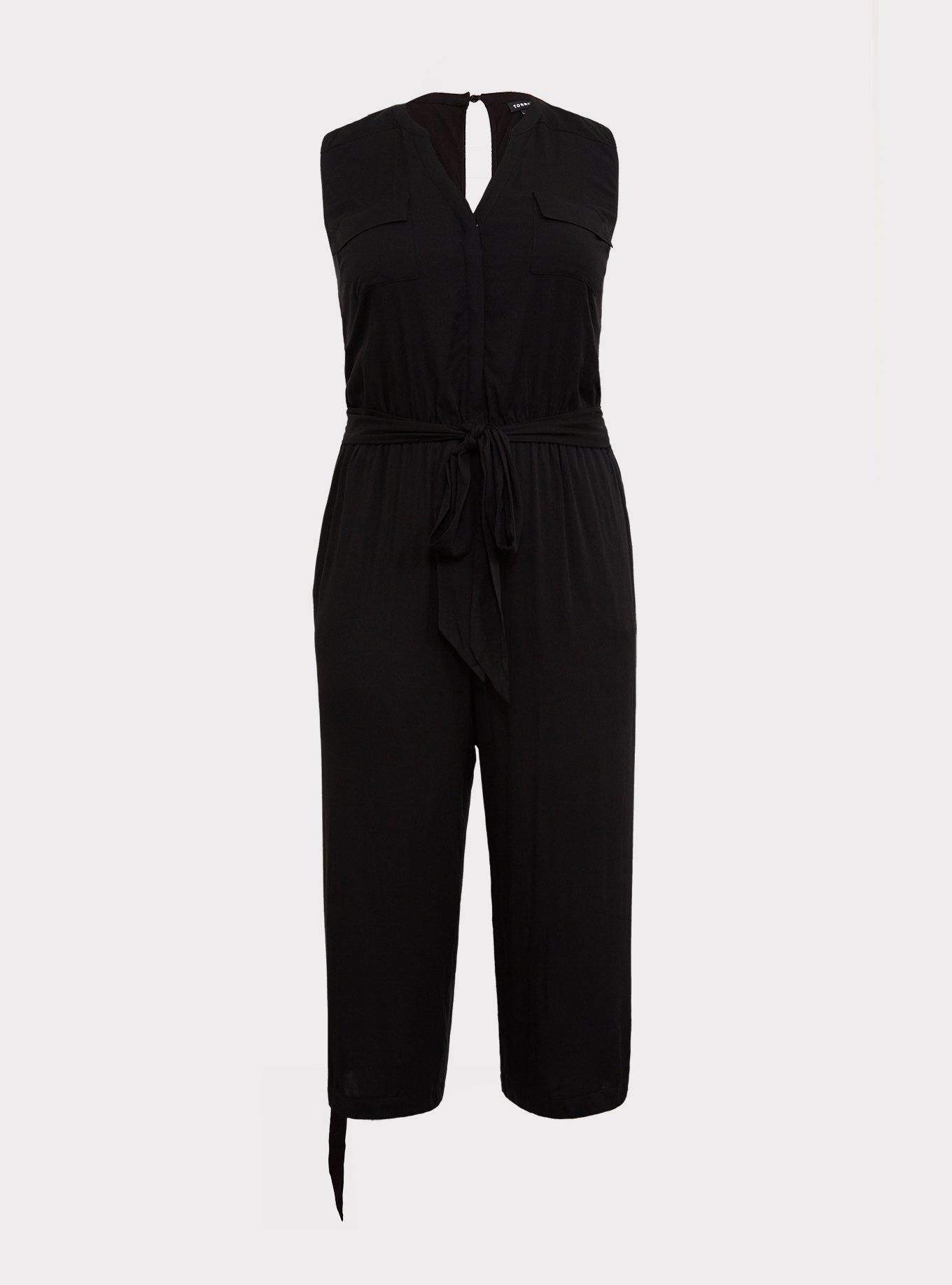 Plus Size - Harper - Black Challis Culotte Jumpsuit - Torrid