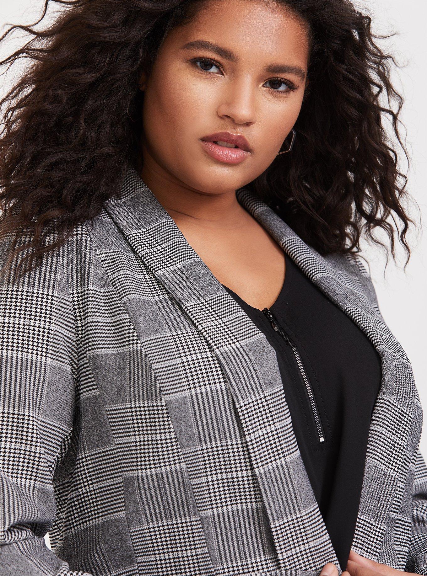 Plus size houndstooth on sale jacket