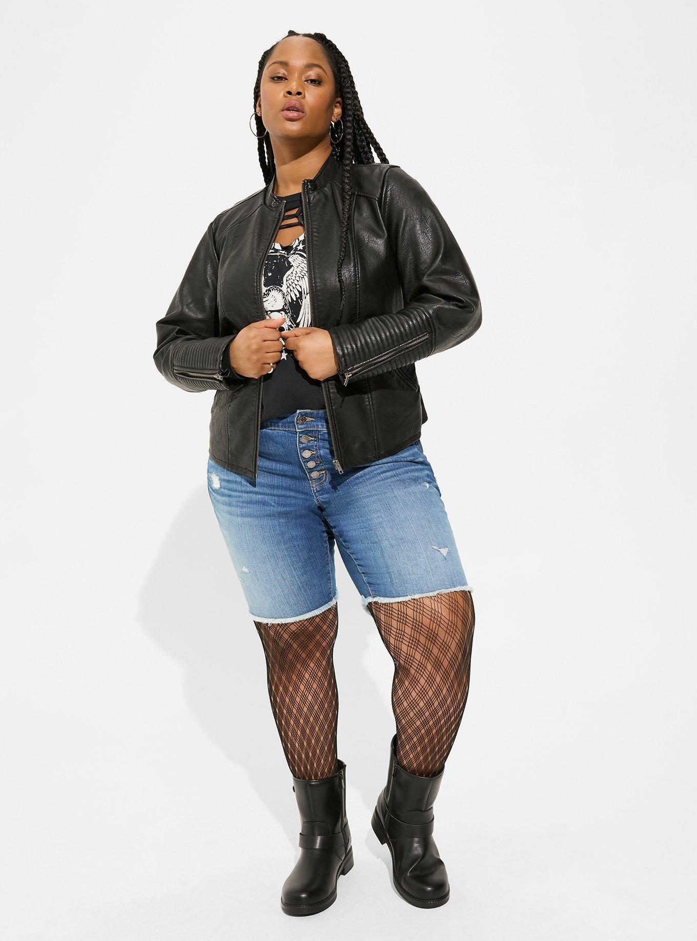 Plus Size - Faux Leather Asymmetrical Moto Jacket - Torrid