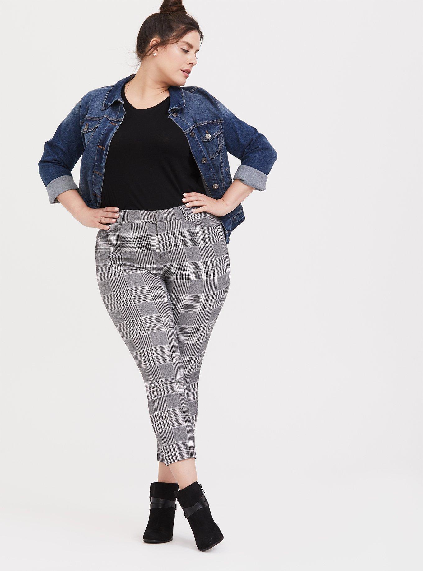 Modern Millennium Stretch Ankle Pant - Black Plaid Houndstooth, BLACK WHITE PLAID, alternate
