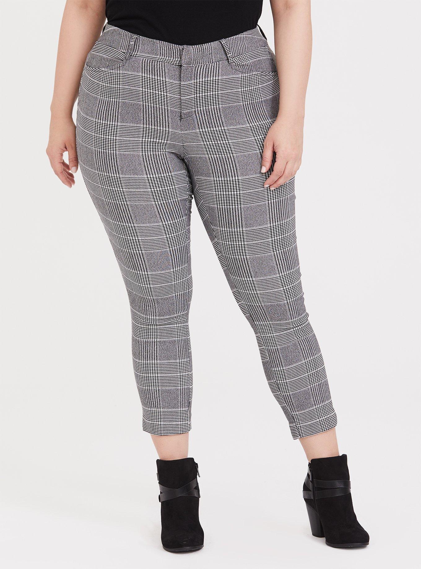 Modern Millennium Stretch Ankle Pant - Black Plaid Houndstooth, BLACK WHITE PLAID, hi-res