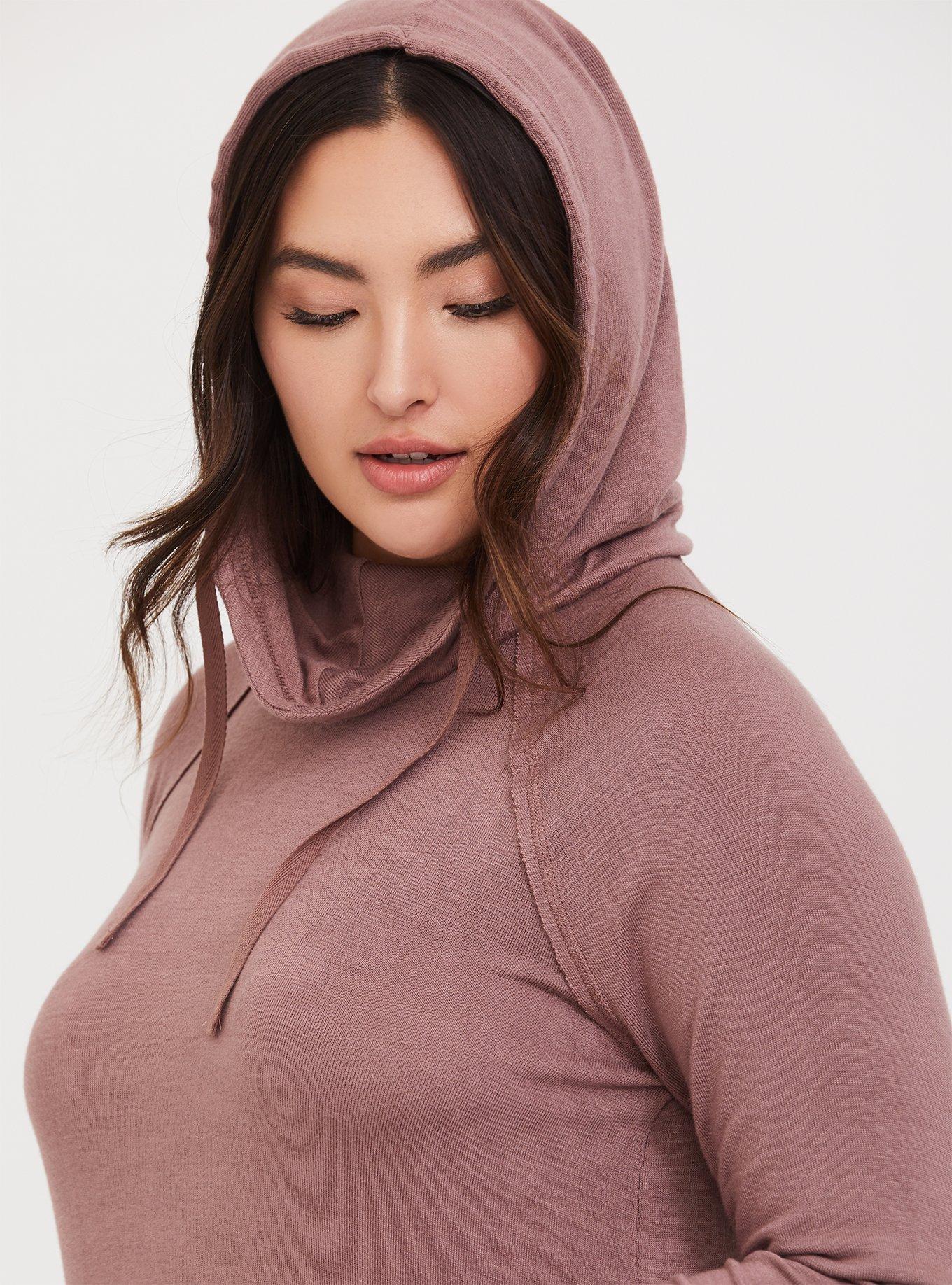 Plus Size - Knit Cowl Neck Hoodie Sweatshirt - Torrid