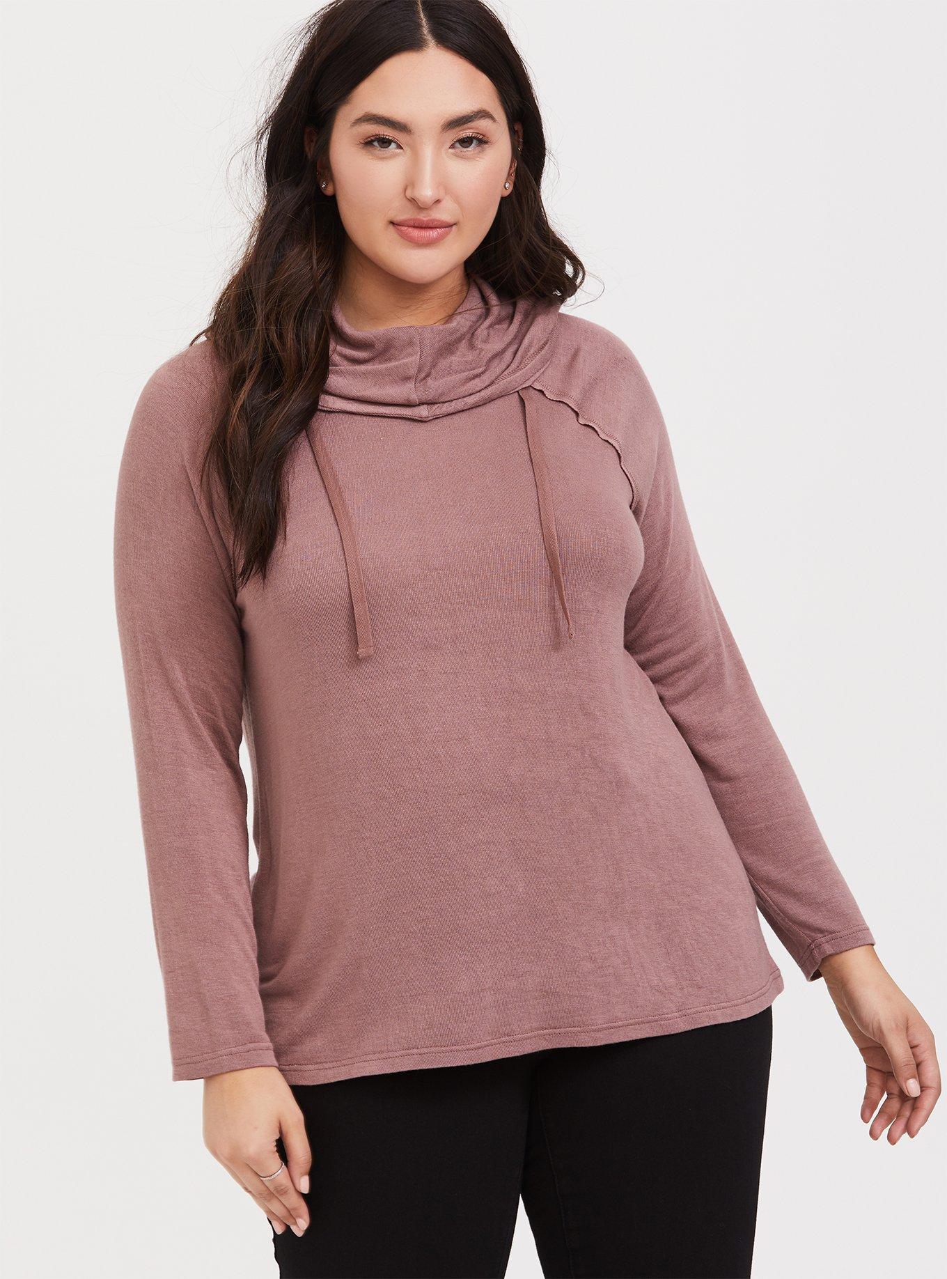 Plus size cheap cowl neck hoodie