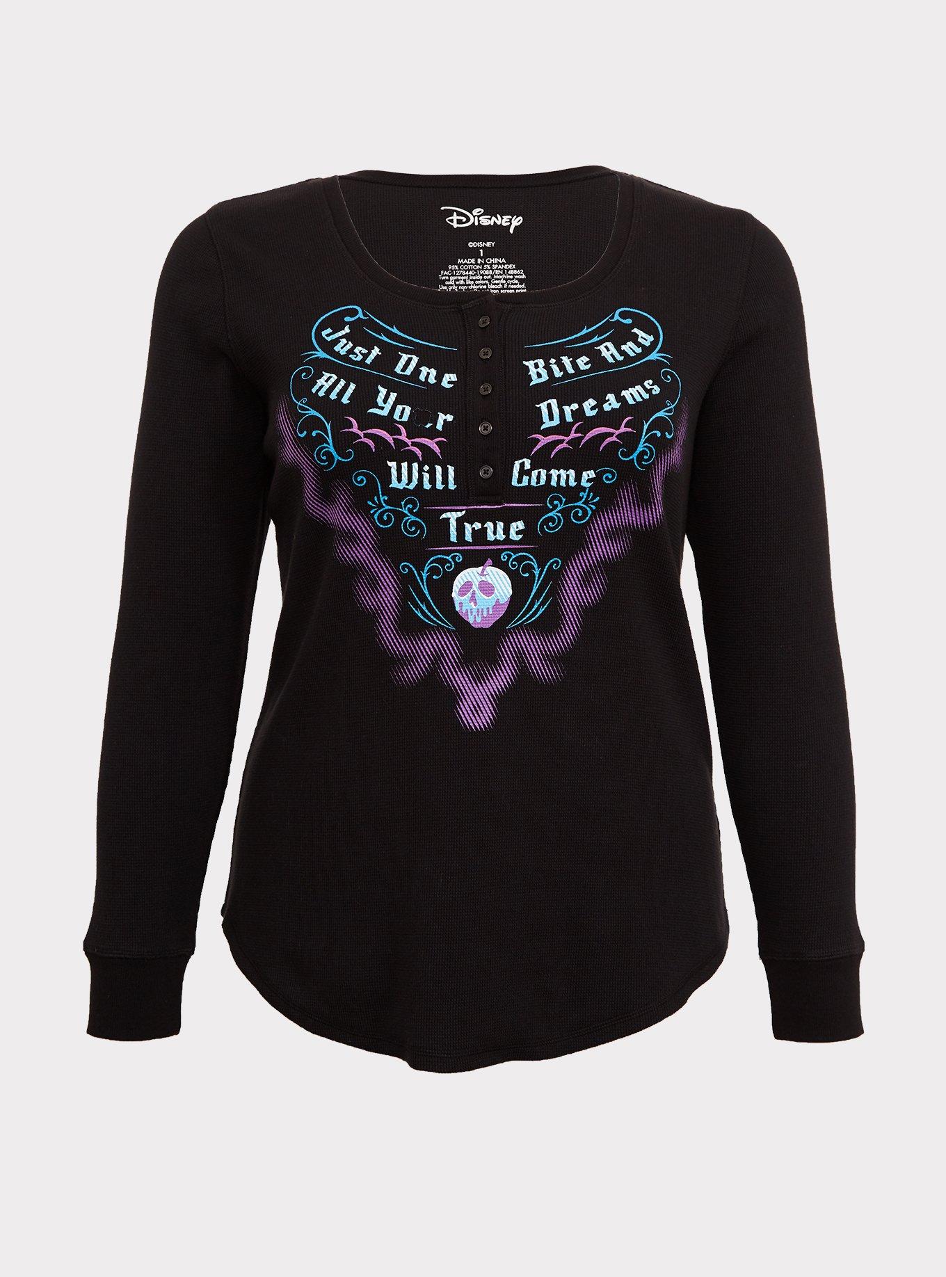 Disney Villains Just One Bite Black Henley Sleep Shirt, DEEP BLACK, hi-res