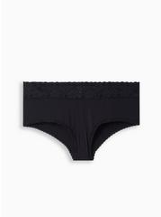 Second Skin Mid-Rise Cheeky Lace Trim Panty, BLACK, hi-res