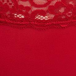 Second Skin Mid-Rise Cheeky Lace Trim Panty, JESTER RED, swatch