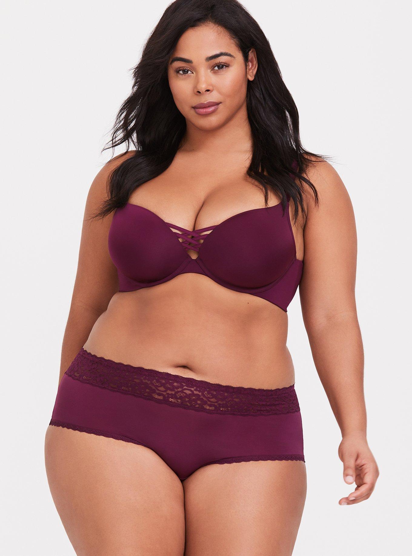 Second Skin Mid-Rise Cheeky Lace Trim Panty, DEEP MERLOT, alternate