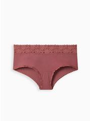 Second Skin Mid-Rise Cheeky Lace Trim Panty, WILD GINGER BURGUNDY, hi-res