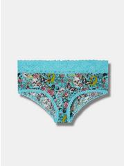 Second Skin Mid-Rise Cheeky Lace Trim Panty, EVERYTHING TATTOO BLUE RADIANCE, hi-res