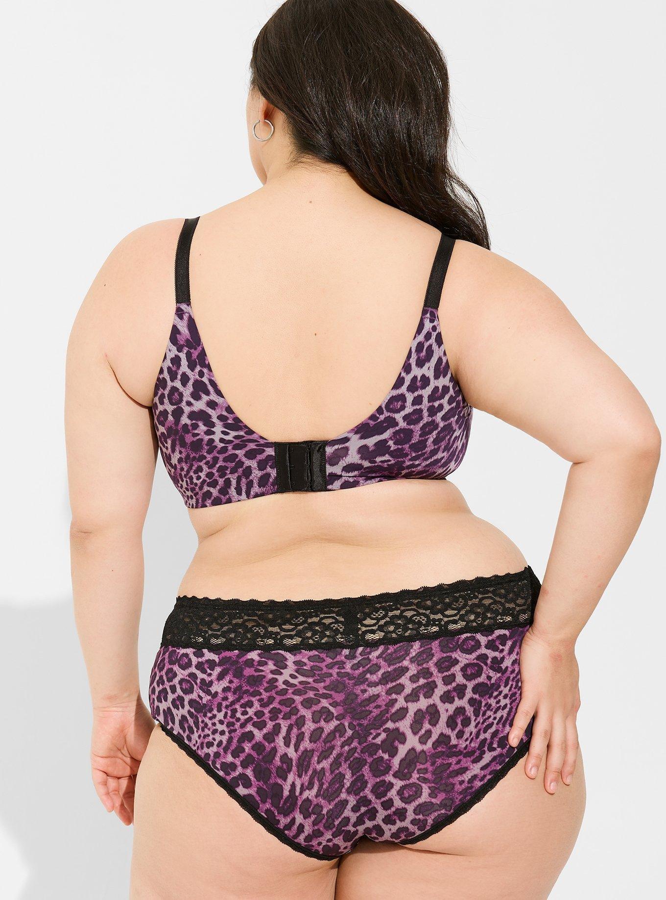 Womens Torrid Purple Leopard Wide Lace Cotton Cheeky Panty Size 0