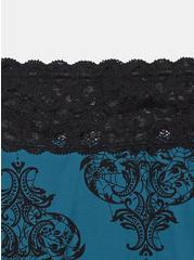 Second Skin Mid-Rise Cheeky Lace Trim Panty, SKULL DAMASK BOUQUET LEGION BLUE, alternate