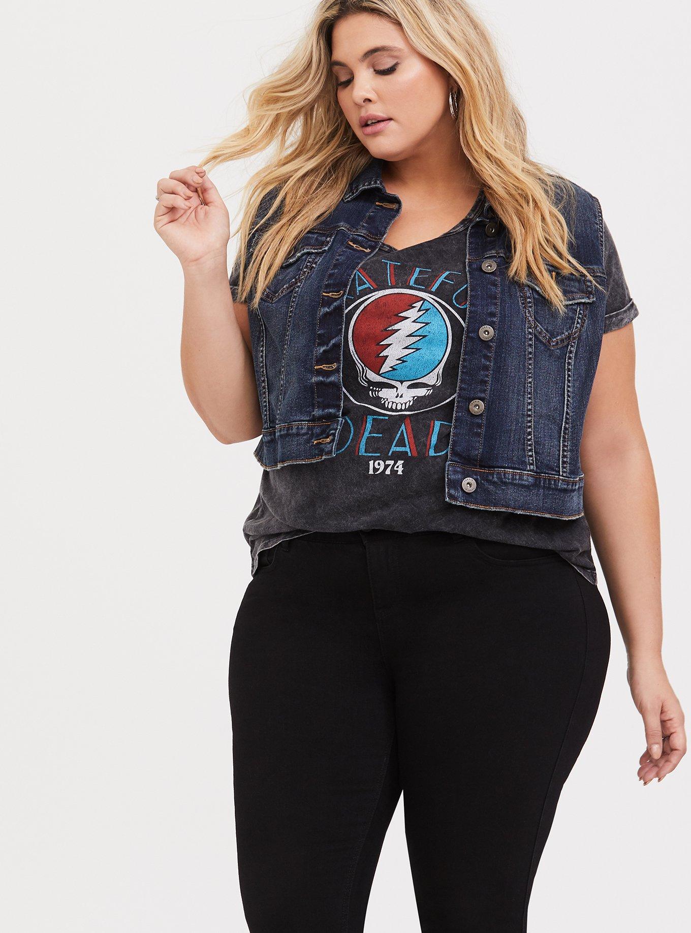 Plus Size - Grateful Dead Black Mineral Wash Crew Tee - Torrid