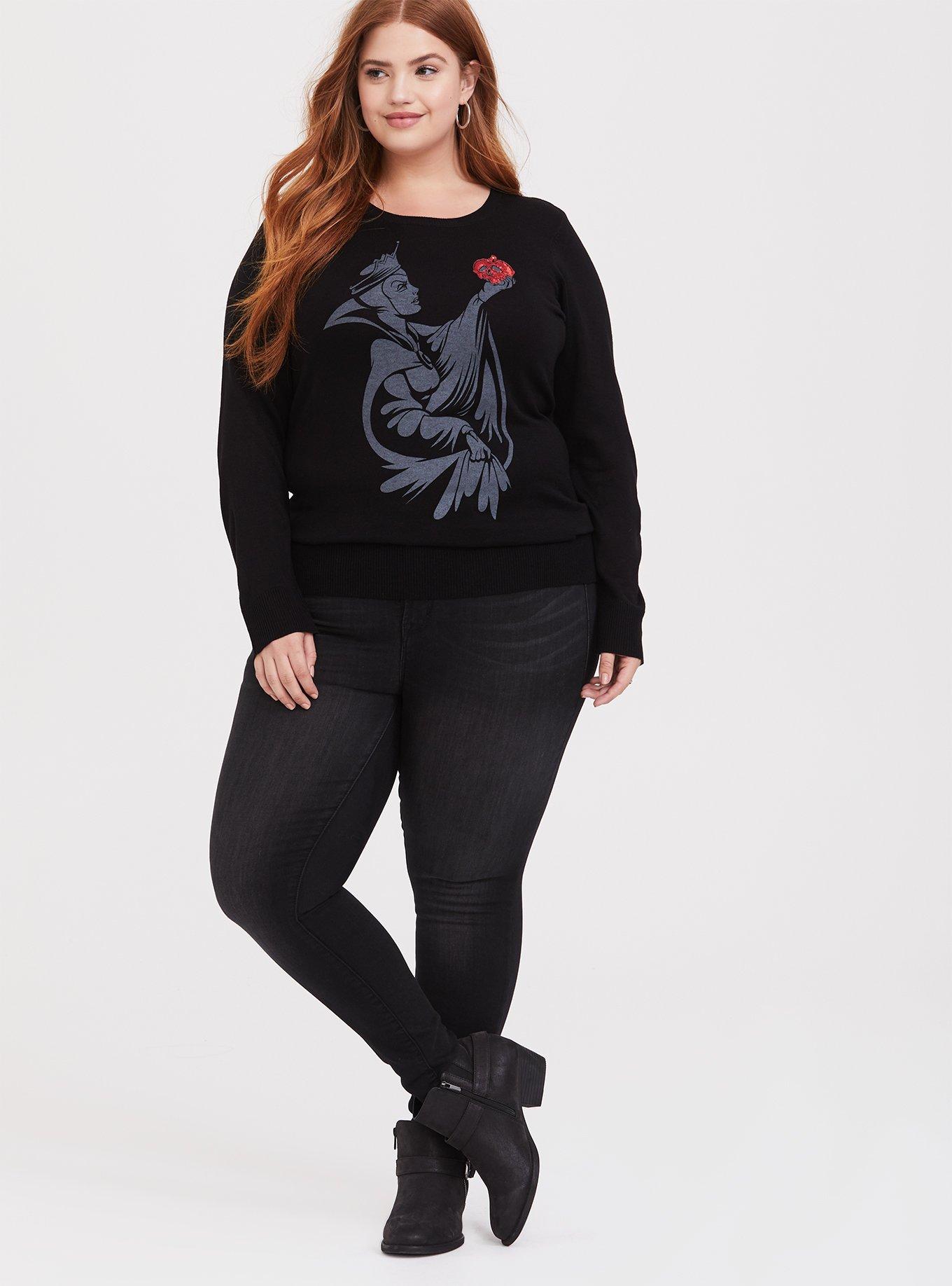 Disney Villains Black Evil Queen Sequin Apple Sweater, DEEP BLACK, alternate