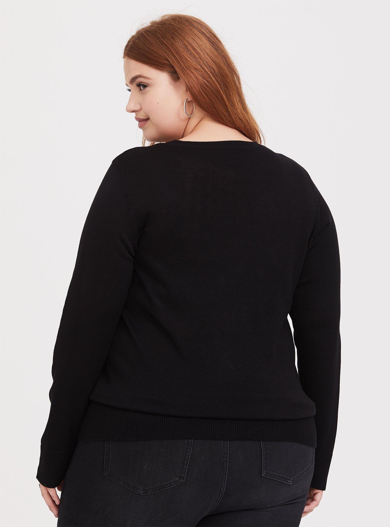 Disney Villains Black Evil Queen Sequin Apple Sweater, DEEP BLACK, alternate