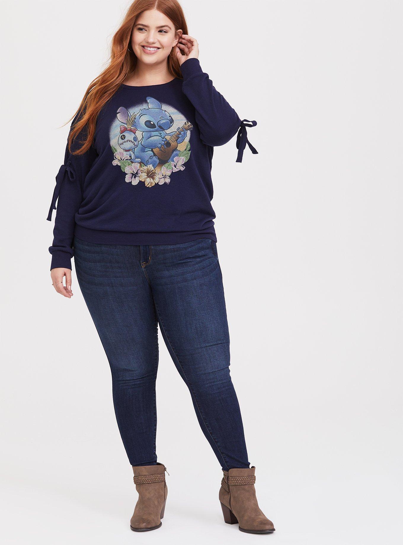Disney Lilo & Stitch Scrump Navy Lace-Up Sweatshirt, PEACOAT, alternate