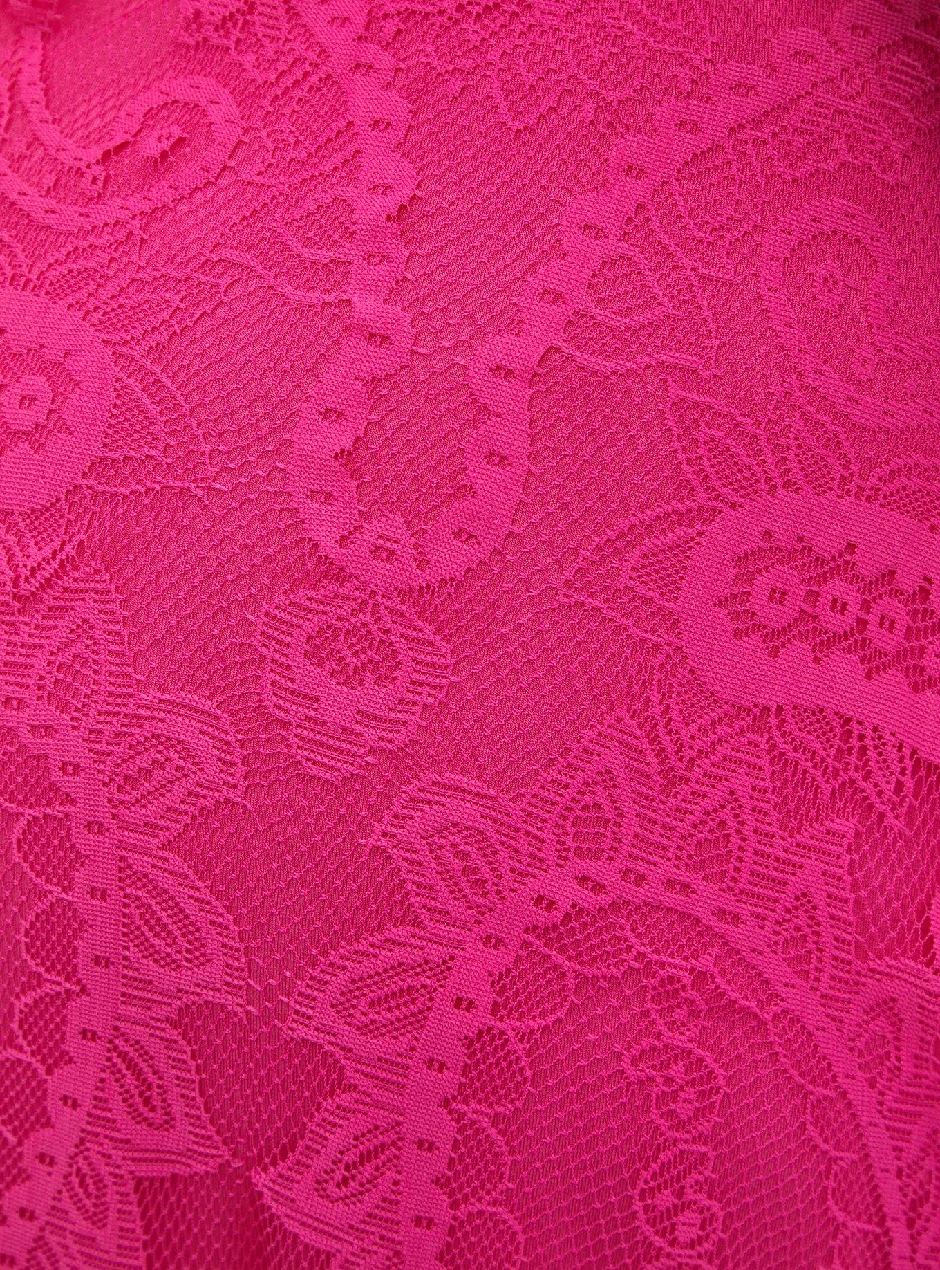 Mini Lace Button-Front Shirt Dress, PINK, alternate
