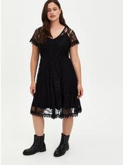 Mini Lace Button-Front Shirt Dress, DEEP BLACK, hi-res