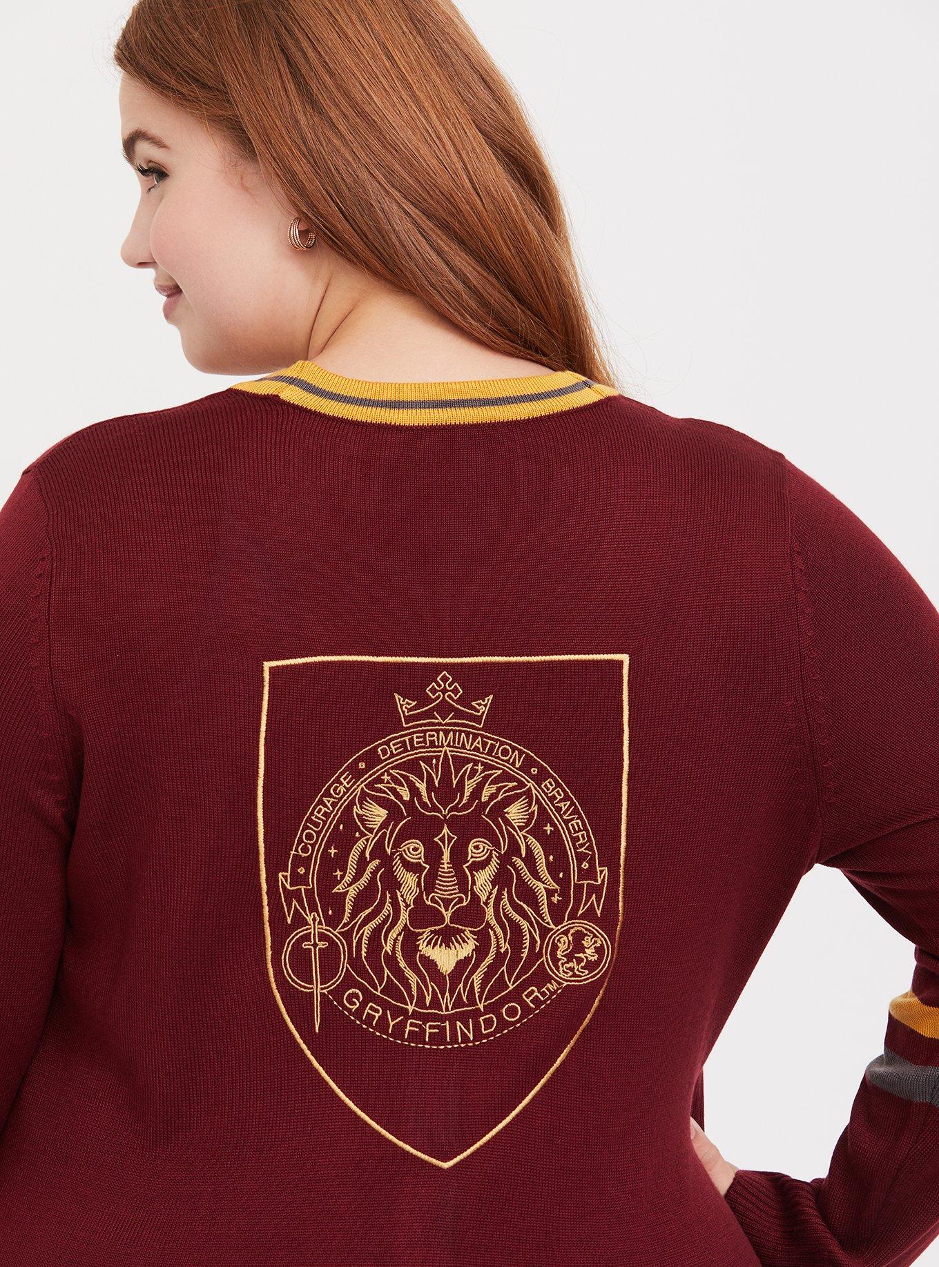 Harry Potter Gryffindor Dark Red Varsity Boyfriend Cardigan, BURGUNDY, alternate
