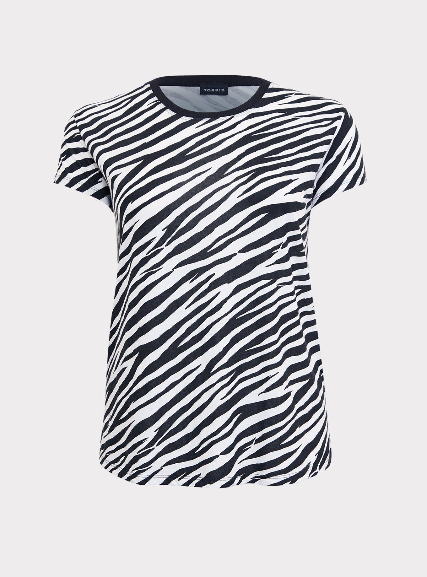 Plus Size Zebra Relaxed Boyfriend Tee, ZEBRA BLACK, hi-res
