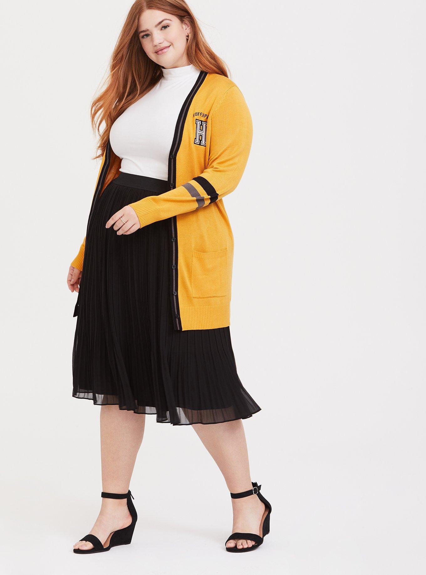 Harry Potter Hufflepuff Yellow Varsity Boyfriend Cardigan, YELLOW, alternate