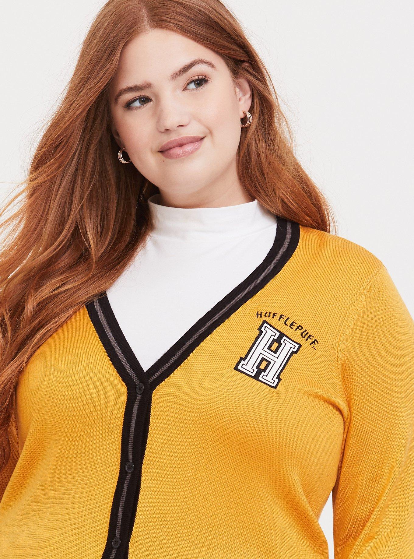 Harry Potter Hufflepuff Yellow Varsity Boyfriend Cardigan, YELLOW, alternate