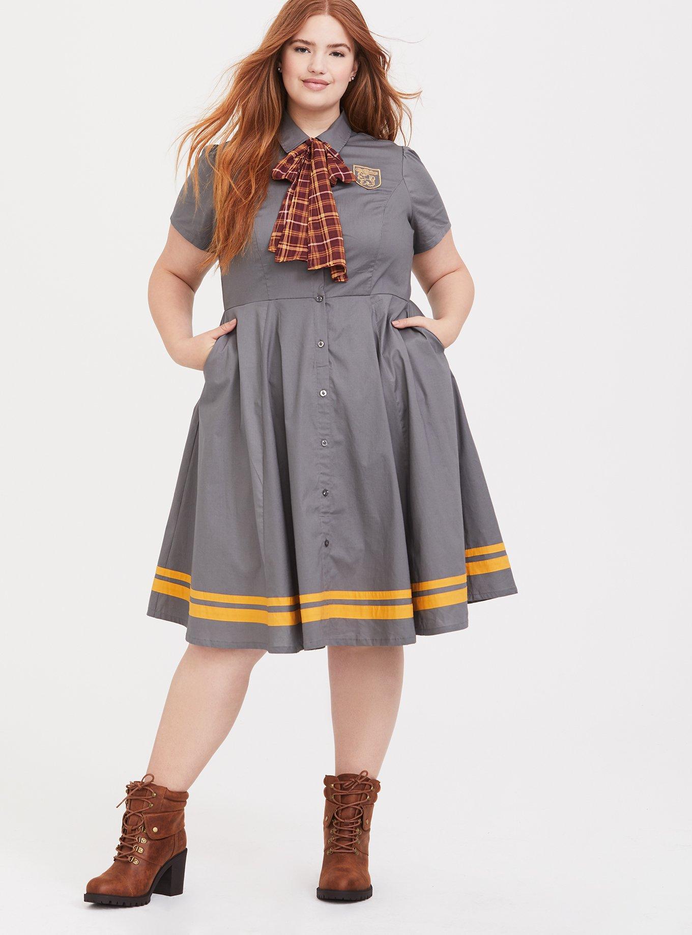 Harry Potter Gryffindor Grey Button Front Dress, GREY, alternate