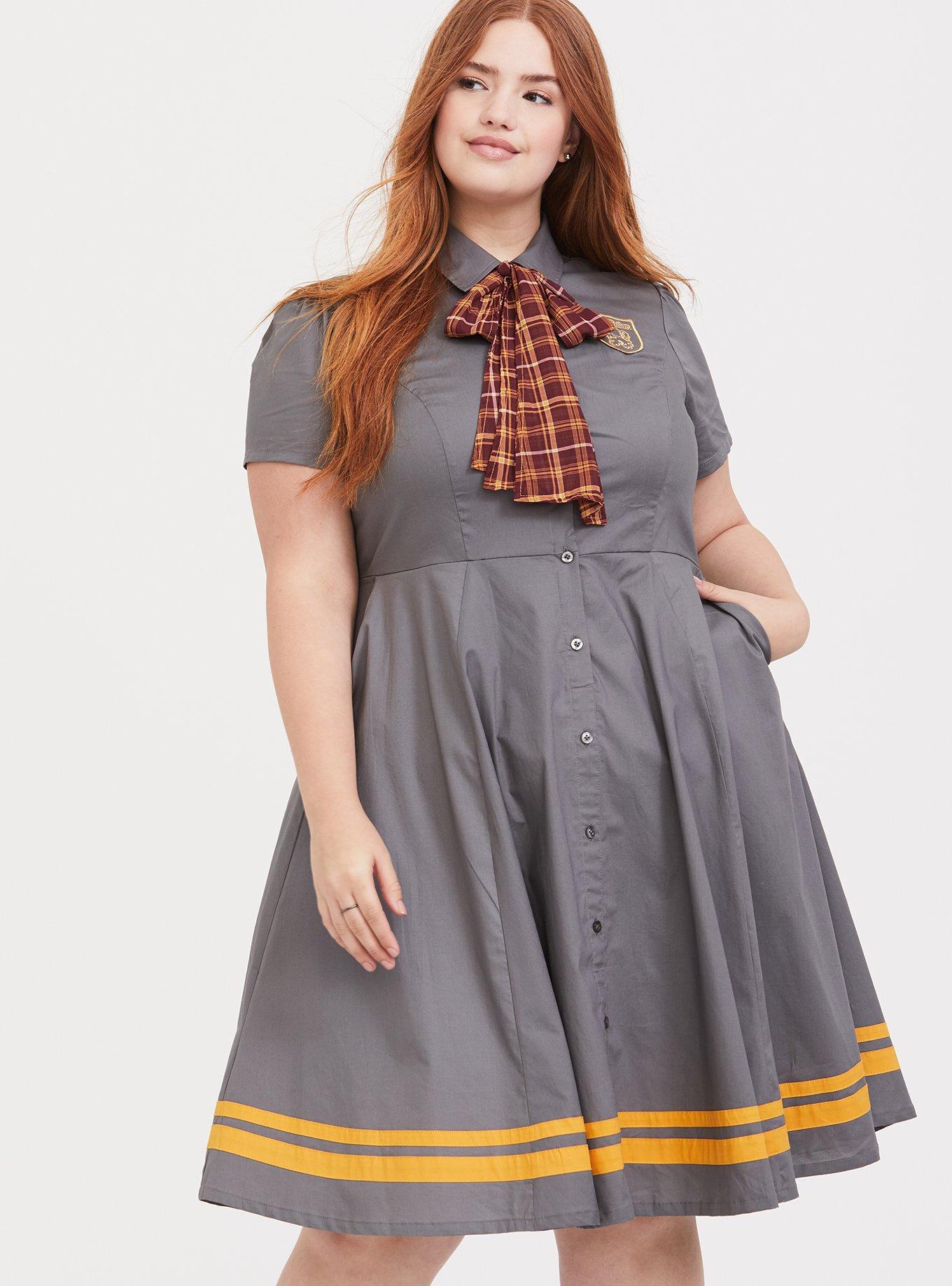 Plus Size - Harry Potter Gryffindor Grey Button Front Dress - Torrid