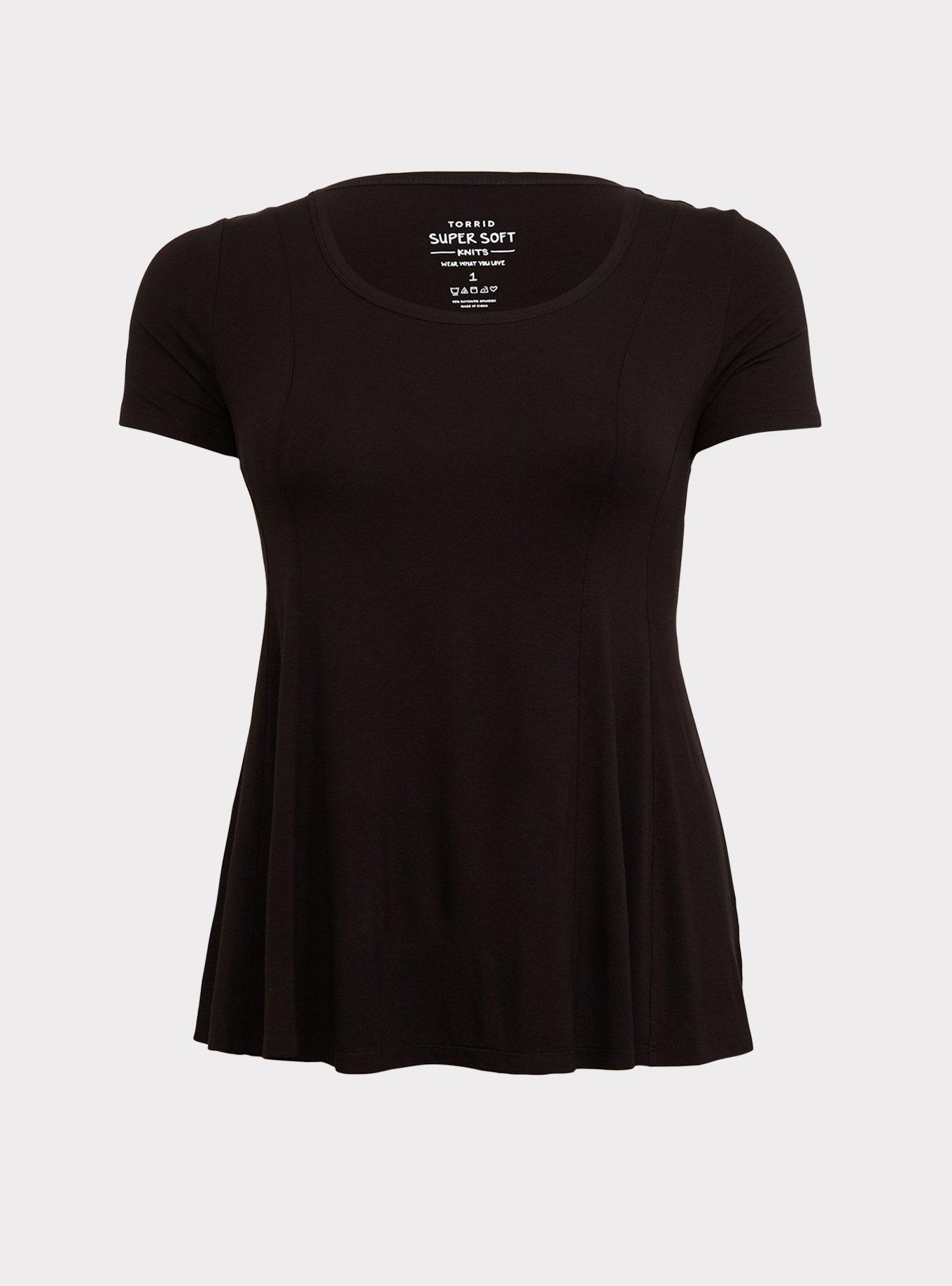 Plus Size - Super Soft Scoop Neck Seamed Fit And Flare Tee
