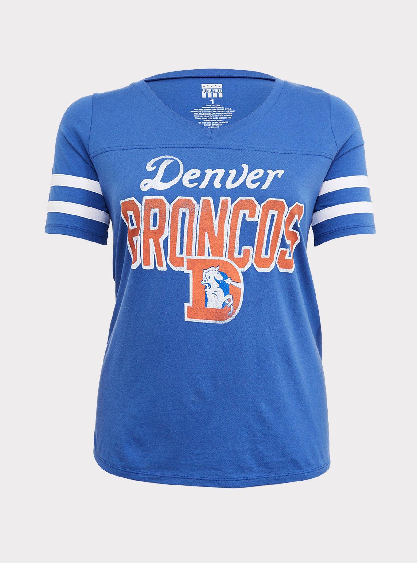 Plus Size - NFL Denver Broncos Blue V-Neck Football Tee - Torrid